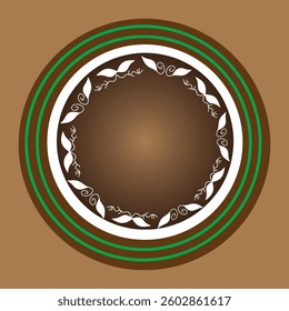 vector round frame floral ornament brown background