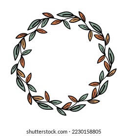 Vector round frame. Floral wreath. Decorative element for graphic design.