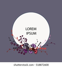 vector round frame with flowers, which can be used in invitations, postcards and flyers