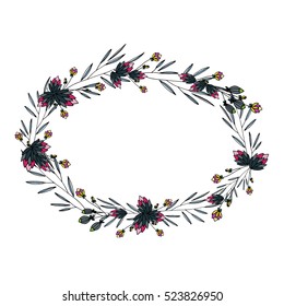 vector round frame with flowers, which can be used in invitations, postcards and flyers