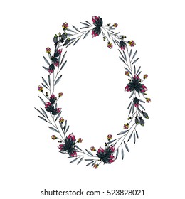 vector round frame with flowers, which can be used in invitations and postcards 