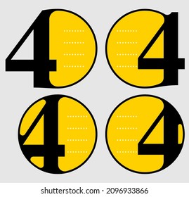 Vector round frame four number set with four options or steps can be used for business infographics, numbered banners , graphic or website layout. Four number serif font design with round framed. 