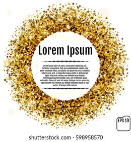 vector round frame of gold star confetti. For your business.
