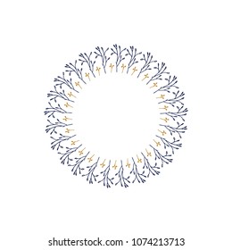 Vector round frame made of hand drawn floral elements. Beautiful ink drawing, elegant floral elements