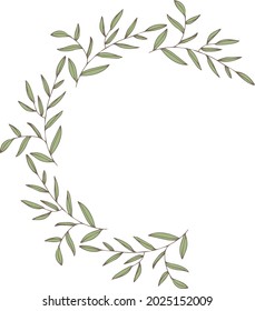 Vector round frame with olive branches and leaves. Decoration frame for invintation