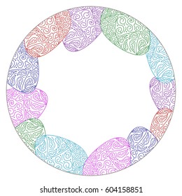Vector round frame with ornate eggs