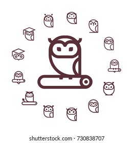 Vector round frame with owls line icon. Cartoon style, flat vector illustration for design.