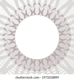 Vector round frame with place for text, pattern in a circle isolated on white background