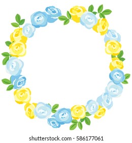 Vector round frame of roses. Illustration wreath of flowers.