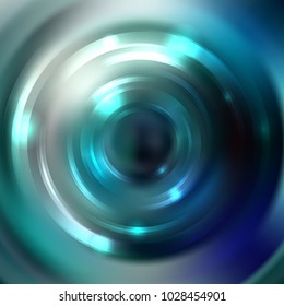 Vector round frame. Shining circle banner. Glowing spiral. Vector illustration. Blue, black, white colors.