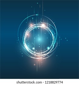 Vector round frame  shining circle banner illustration for web and print, bright background , motion magic circle