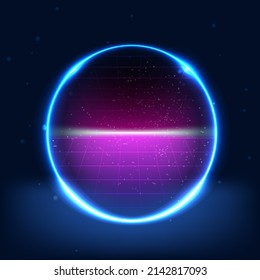 Vector round frame. Shining circle banner. Vector illustration