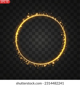 Vector round frame. Shining circle banner. Isolated on black transparent background. Vector illustration eps 10