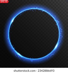 Vector round frame. Shining circle banner. Isolated on black transparent background. Vector illustration eps 10