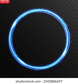 Vector round frame. Shining circle banner. Isolated on black transparent background. Vector illustration eps 10