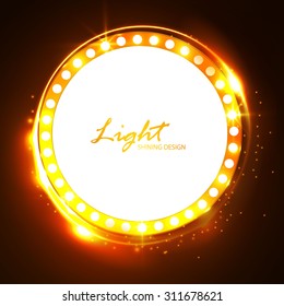 Vector round frame. Shining circle banner. Vector illustration  