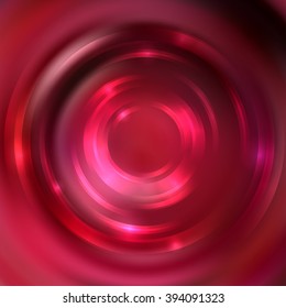 Vector round frame.  Shining circle banner. Vector design. Glowing spiral. Red, pink colors. 