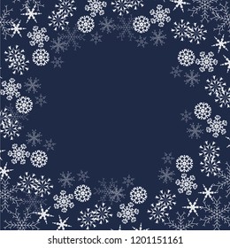 Vector of round frame with snowflakes and space for text.Christmas,New Year background.