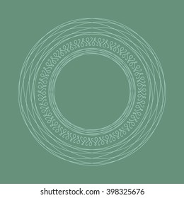Vector round frame template in green colors. Good for design of greeting cards, wedding invitations, printing for interior decoration.