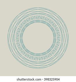 Vector round frame template in sea-green and gray colors. Good for design of greeting cards, wedding invitations, printing for interior decoration.
