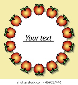 Vector round frame for the text with apples