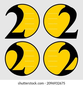 Vector round frame two number set with four options or steps can be used for business infographics, numbered banners , graphic or website layout. Two number serif font design with round framed. 
