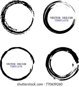 Vector round Frames. circle for image. distress texture . Grunge oval Black borders isolated on the background . Dirt effect . geometric shapes for your design