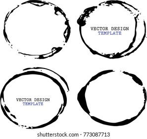 Vector round Frames. circle for image. distress texture . Grunge oval Black borders isolated on the background . Dirt effect . geometric shapes for your design