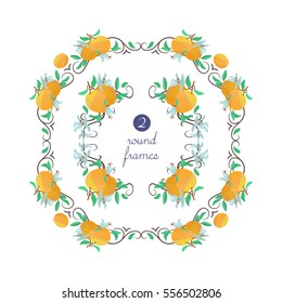 Vector round frames with orange and flowers