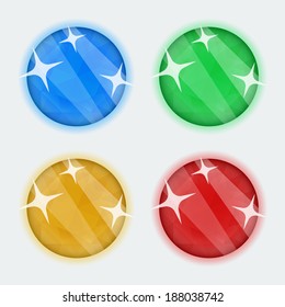 Vector round gems: blue, green, yellow and red. EPS 10