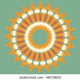 Vector round geometric circle. Vintage style with pastel colors.