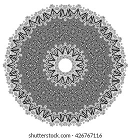 Vector Round Geometric Ornament Isolated on White Background