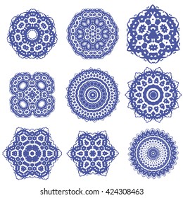 Vector Round Geometric Ornaments Set Isolated on White Background