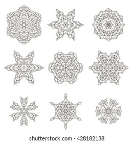 Vector Round Geometric Ornaments Set Isolated on White Background
