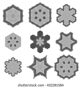 Vector Round Geometric Ornaments Set Isolated on White Background