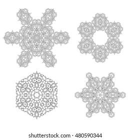 Vector Round Geometric Ornaments Set Isolated on White Background
