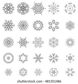 Vector Round Geometric Ornaments Set Isolated on White Background