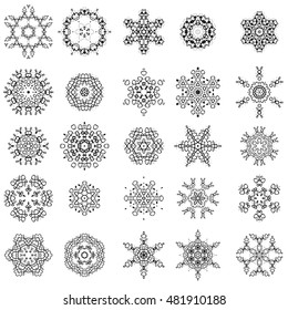 Vector Round Geometric Ornaments Set Isolated on White Background