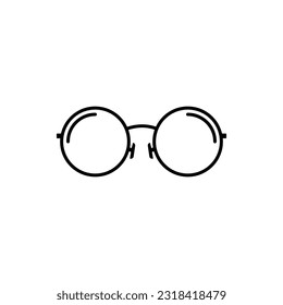 Vector Round Glasses Icon Symbol 