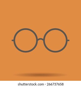 Vector Round Glasses Icon Symbol