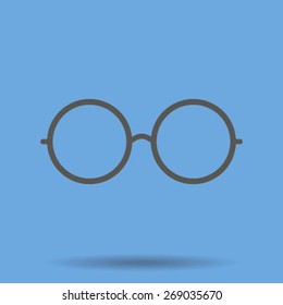 Vector Round Glasses Icon Symbol