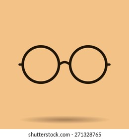 Vector Round Glasses Icon Symbol