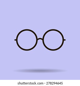 Vector Round Glasses Icon Symbol
