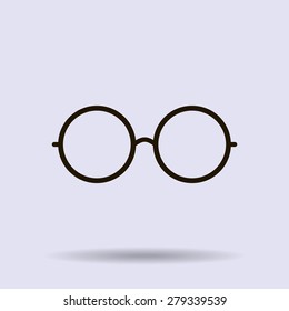 Vector Round Glasses Icon Symbol
