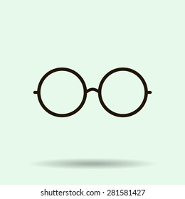 Vector Round Glasses Icon Symbol