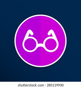 Vector Round Glasses Icon Symbol vision isolated specs decoration.
