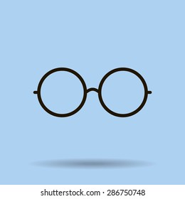 Vector Round Glasses Icon Symbol