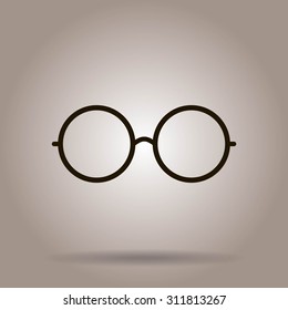 Vector Round Glasses Icon Symbol