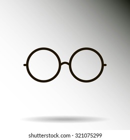 Vector Round Glasses Icon Symbol