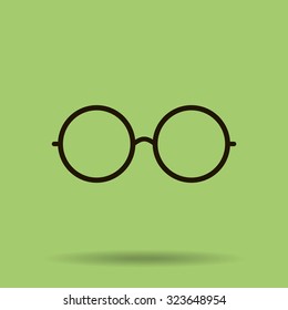 Vector Round Glasses Icon Symbol